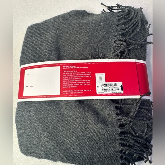 4/$25** New Men’s Club Room Hat & Scarf Set Charcoal Grey - Picture 2 of 4